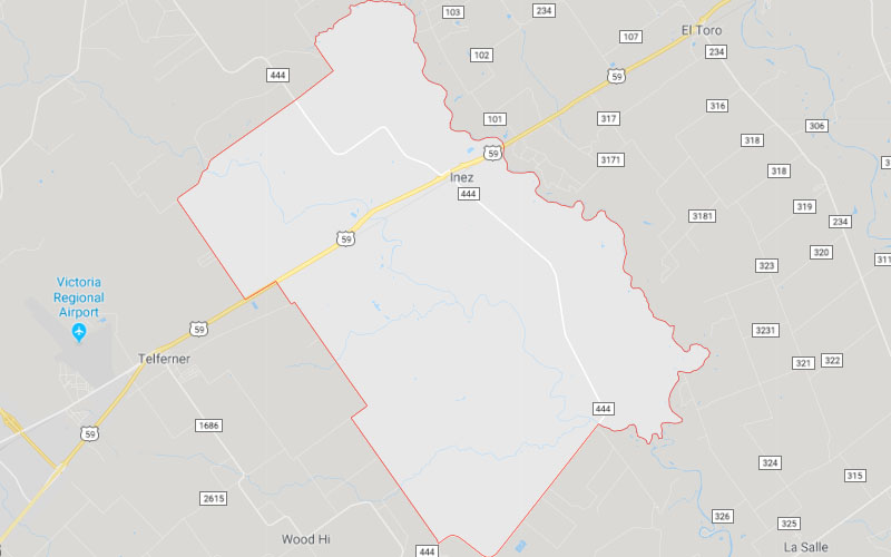 Inez, TX Service Area Map