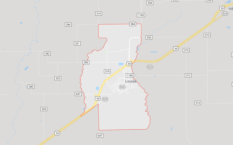 Louise, TX Service Area Map