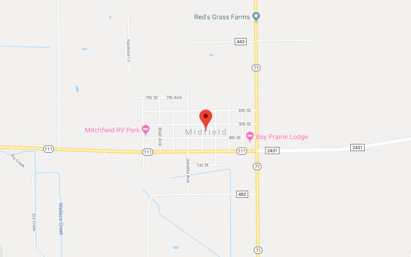 Midfield, TX Service Area Map