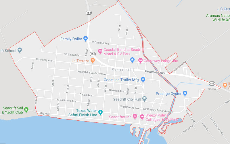 Seadrift, TX Service Area Map