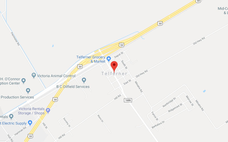 Telferner, TX Service Area Map