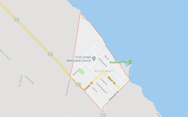 Austwell, TX Service Area Map